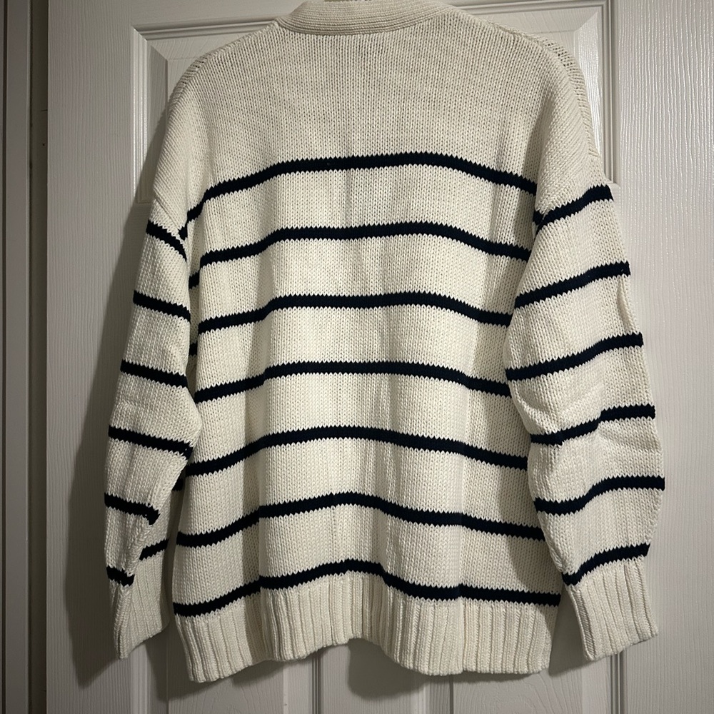 Jenni Kayne Cream Cardigan with Navy Stripes - Picture 7 of 7
